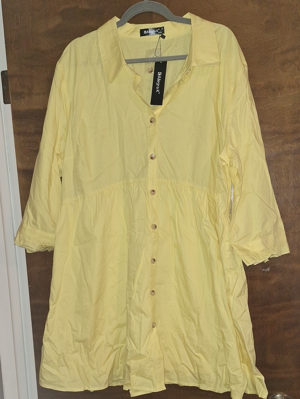 Allegra K Yellow Button-Up Tunic